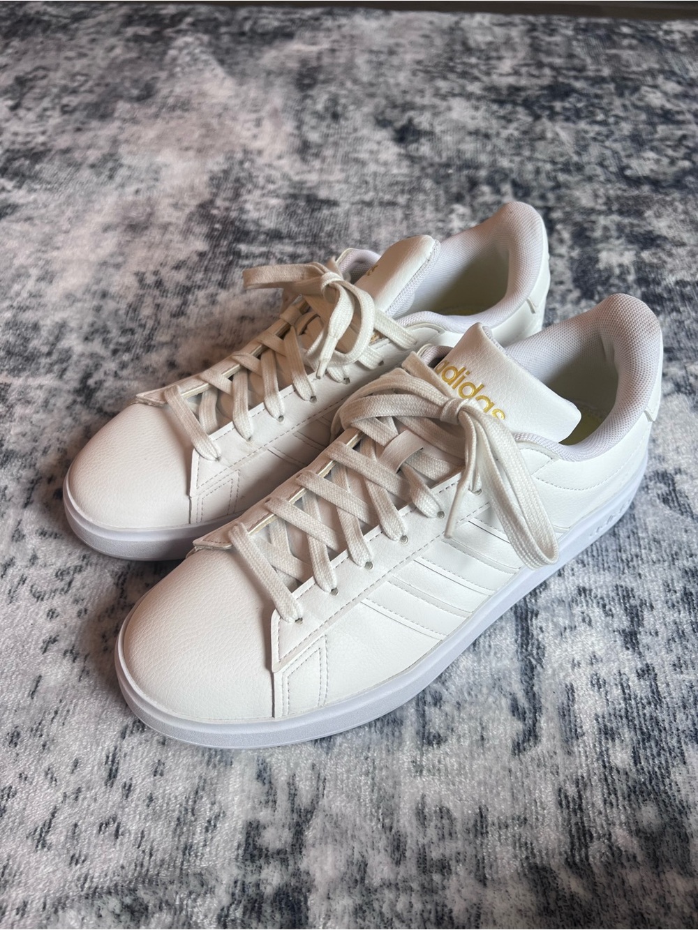 Adidas Grand Court 20 White Gold Metallic Sneakers Women’s 8.5 GW9213 No Insoles